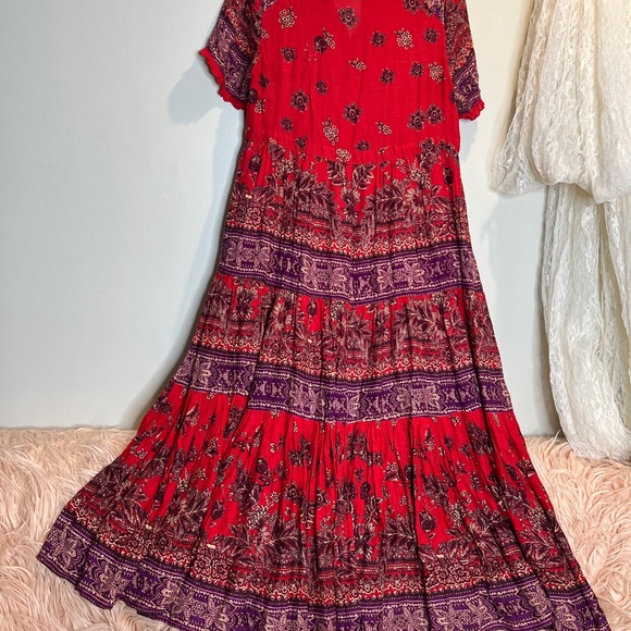 Free People Rare Feeling Border Printed Tiered Maxi Dress *flawed* - Picture 10 of 10